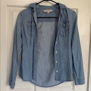 LOFT denim button down top
